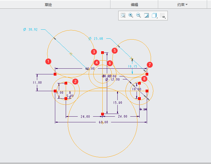 CREO绘制圆相切有关的CAD图纸