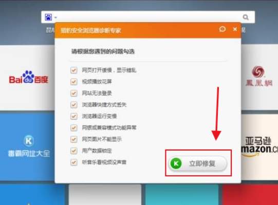 猎豹浏览器自动修复功能怎么用
