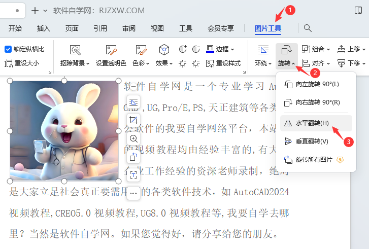 WPS图片如何设置水平翻转效果