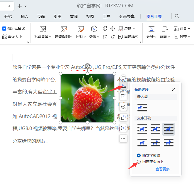 wps移动文字图片怎么固定不变