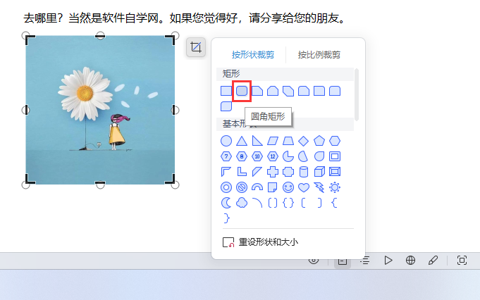 WPS文字怎么设置圆角矩形图片