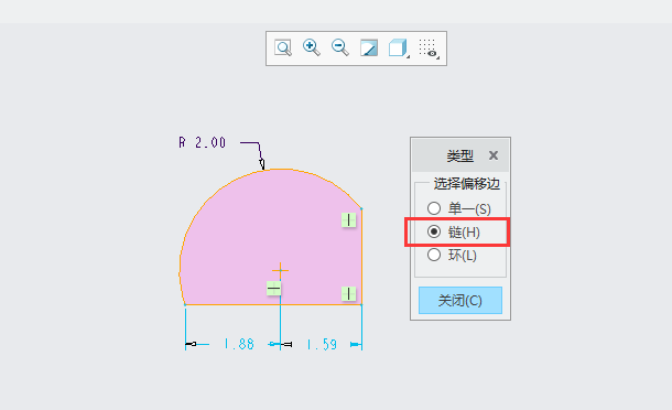 CREO如何偏移链对象
