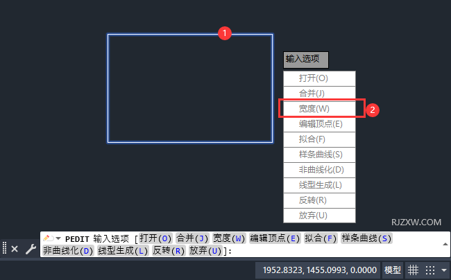 cad如何矩形的宽度