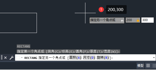 cad怎么绘制200×300的矩形