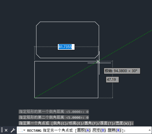 CAD怎么一画矩形就出倒角矩形