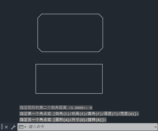 CAD怎么一画矩形就出倒角矩形