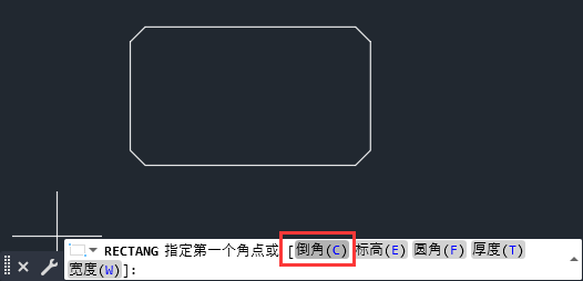 CAD怎么一画矩形就出倒角矩形