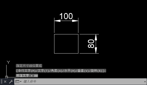 cad绘制一个100×80的矩形