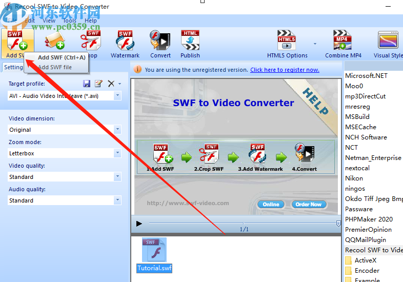 Recool SWF to Video Converter把SWF转换成视频的方法
