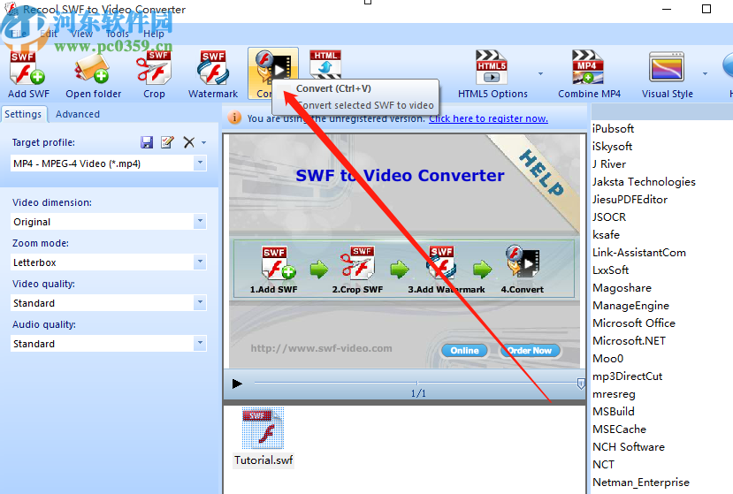 Recool SWF to Video Converter把SWF转换成视频的方法