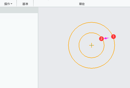 CREO如何通过选择参考圆并选择新圆上的一个点来创建同心圆