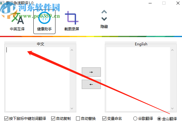 飘云急速翻译将中文翻译成英文的方法