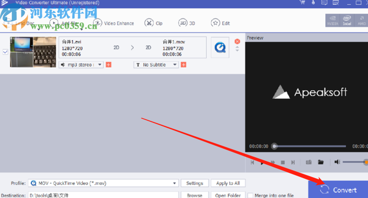 Apeaksoft video converter ultimate把AVI转换成mov的方法