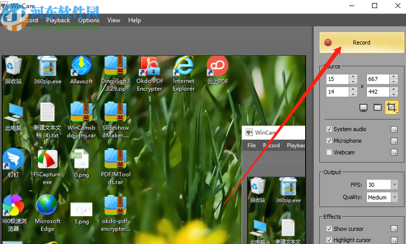 WinCam截取区域录制电脑屏幕的方法
