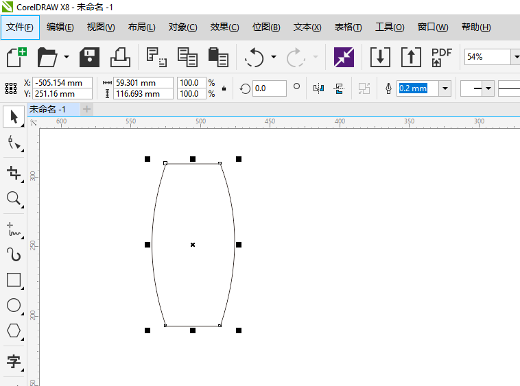 cdr十字型弧度矩形
