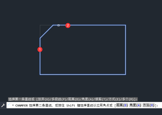 cad2019怎么把直角变成倒角