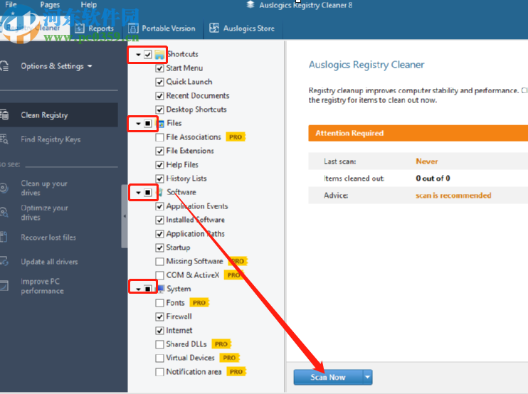 Auslogics Registry Cleaner扫描清除注册表的方法