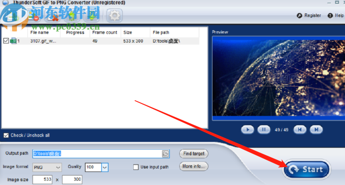 ThunderSoft GIF to PNG Converter把GIF图片转换成png图片的方法