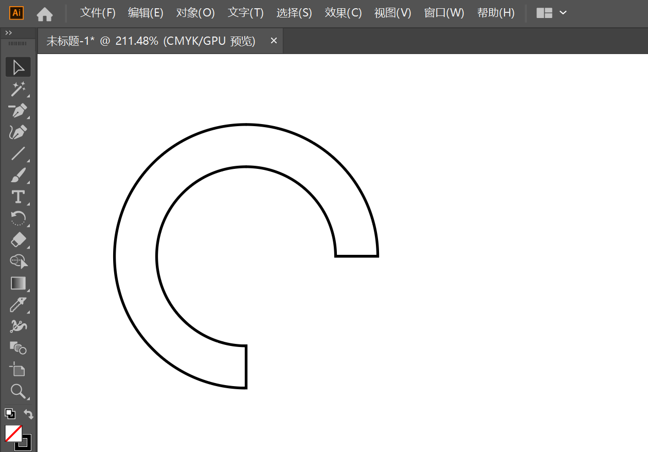 ai怎么画四分之三圆环
