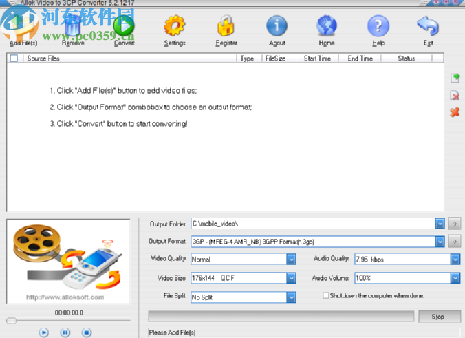 Allok Video to 3GP Converter将视频转换成3GP格式的方法