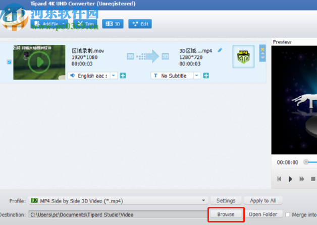 Tipard 4K UHD Converter将视频转换成3D视频格式的方法