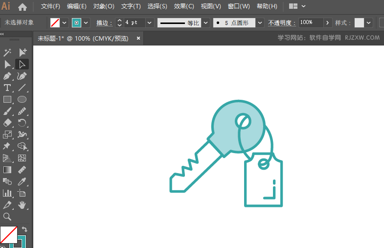ai怎么绘制一个钥匙扣图标的方法