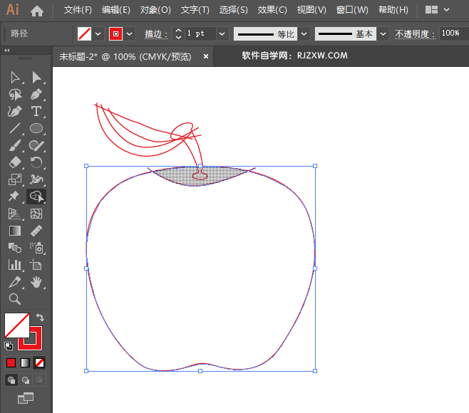 ai怎么画苹果水果图标