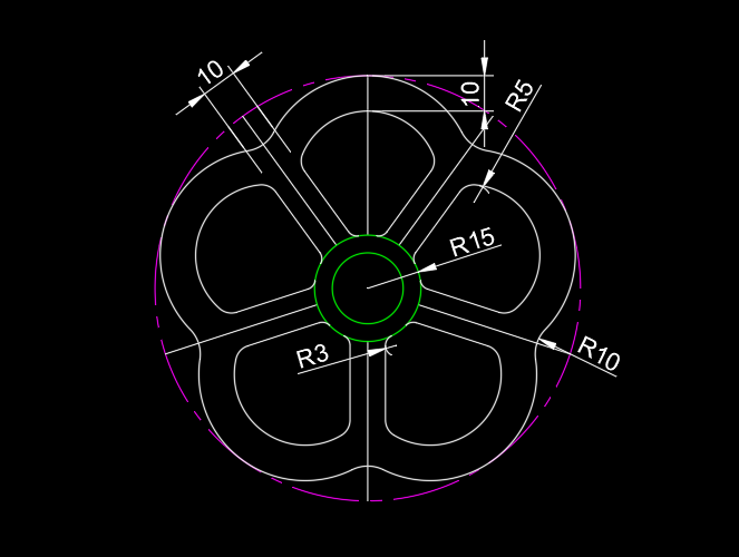 CAD怎么画五连花圆形的方法