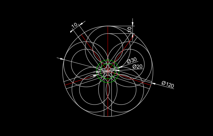 CAD怎么画五连花圆形的方法