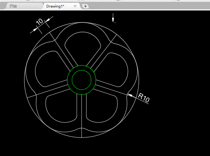 CAD怎么画五连花圆形的方法