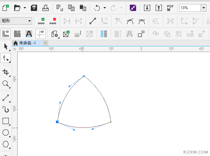 cdr怎么画有弧度的三角形