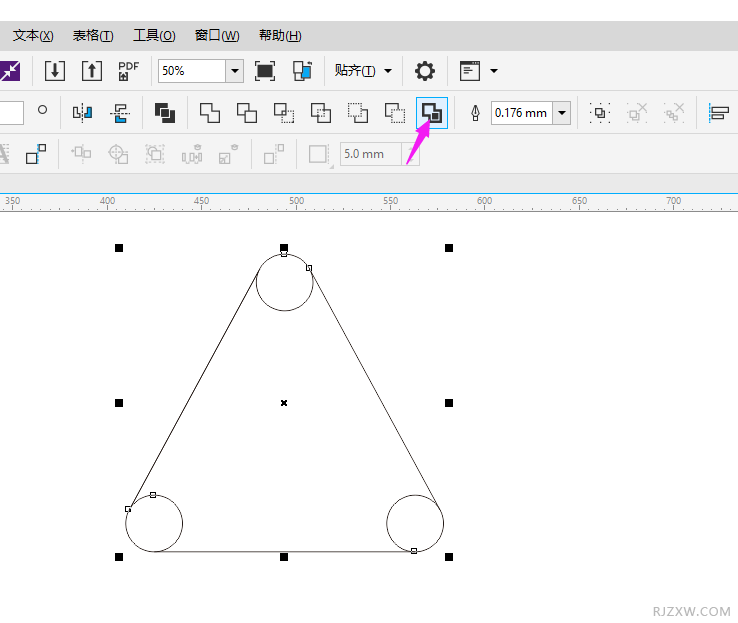 cdr怎么画圆角三角形