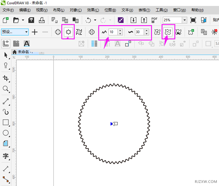 coreldraw画波浪线的圆