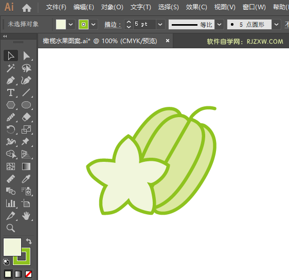 ai怎么绘制杨桃水果图标