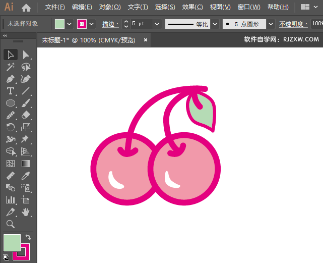 ai怎么制作樱桃水果图案