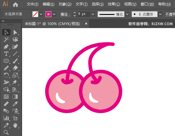 ai怎么制作樱桃水果图案