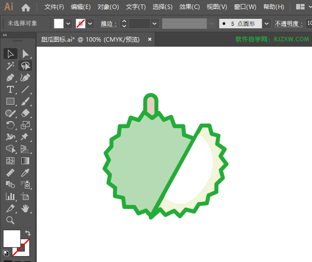 ai怎么画榴莲水果图标
