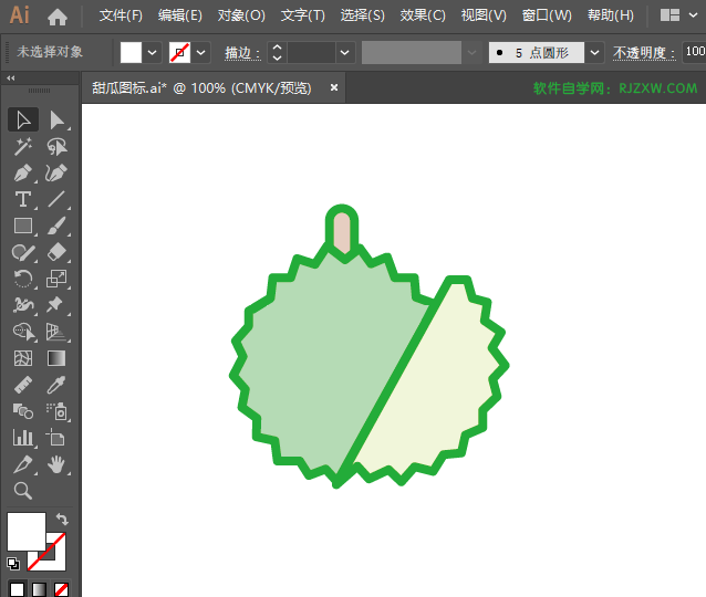 ai怎么画榴莲水果图标