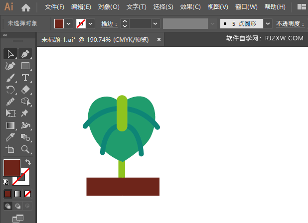 ai怎么画红掌盆栽图标