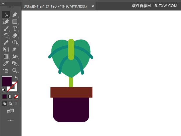 ai怎么画红掌盆栽图标