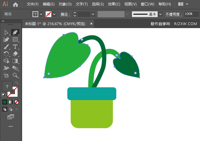 ai怎么画盆栽图标