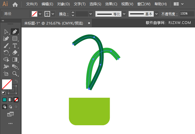 ai怎么画盆栽图标