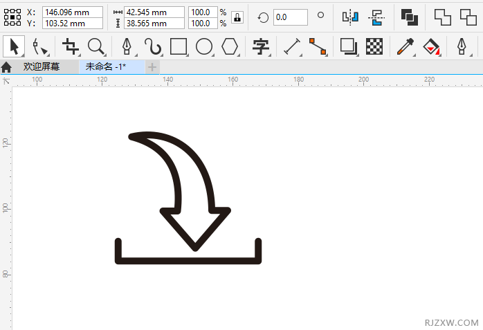 CorelDRAW2020画一个文件下载图标