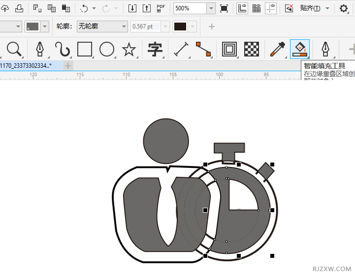 CorelDRAW2020画一个记秒器图标