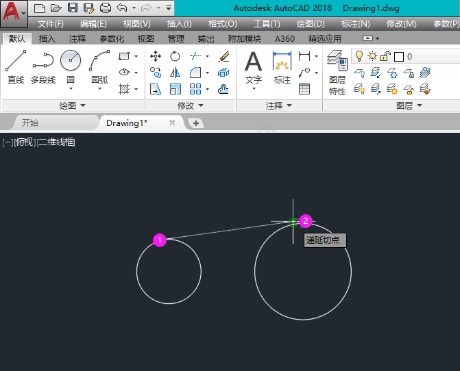 cad2018切线怎么画