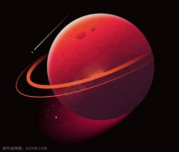 ai怎么画一个红色的星球