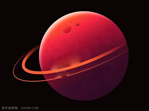 ai怎么画一个红色的星球
