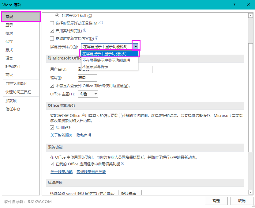 word怎么设置在屏幕提示中显示功能说明的方法