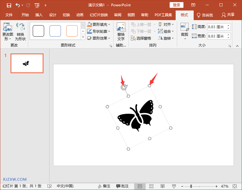 PPT中怎么插入蝴蝶图标