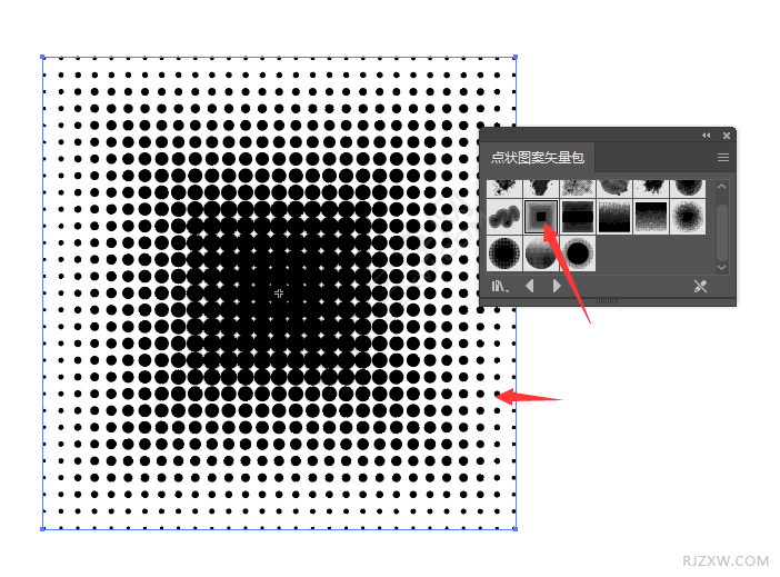 AI怎么快速创建矩形渐变点形状
